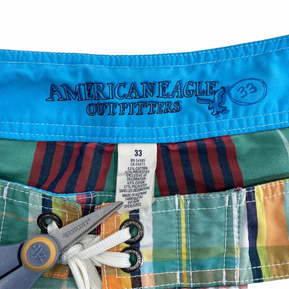 American Eagle Shorts Men’s 10" Classic Board Shorts Swim Trunks Plaid Waist 33 - Picture 4 of 12